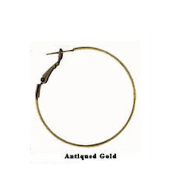 Antiqued Gold Brass Leverback Hoop Earring Findings, 40mm, 10 pcs (5 pairs)