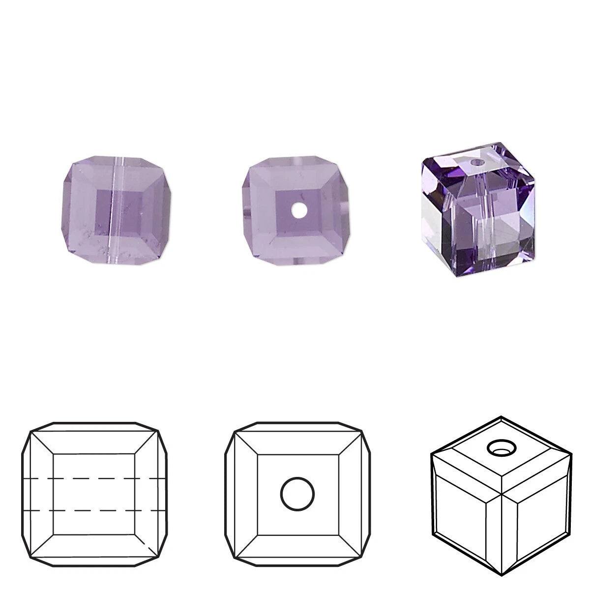 Swarovski Tanzanite Faceted Cube Beads (5601), 8mm, 6 pcs