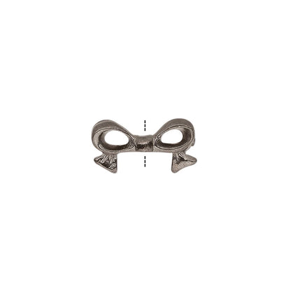 Gunmetal Plated Pewter 3D Bow Topper Beads, 16x9mm, 4 pcs
