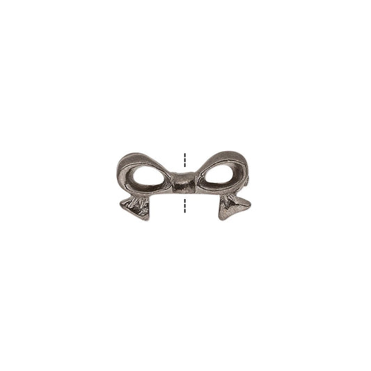 Gunmetal Plated Pewter 3D Bow Topper Beads, 16x9mm, 4 pcs