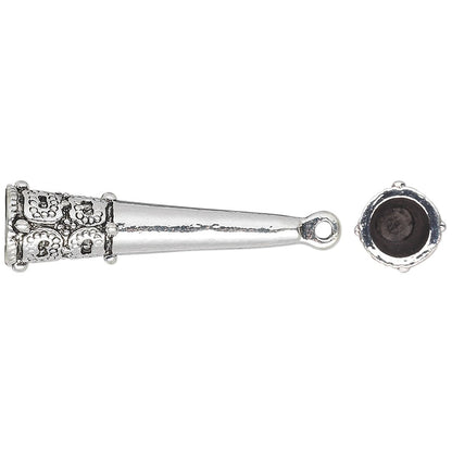 Antiqued Silver Pewter Textured Cone Bead Caps 29x8mm, Pkg of 6
