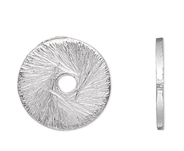 Silver Plated Brass Brushed Heishi Disc Spacer Beads 8x1mm 1.3mm Hole (20 pc)