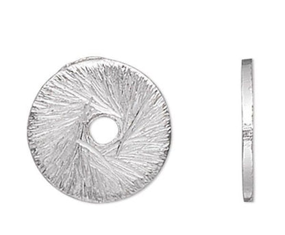 Silver Plated Brass Brushed Heishi Disc Spacer Beads 8x1mm 1.3mm Hole (20 pc)