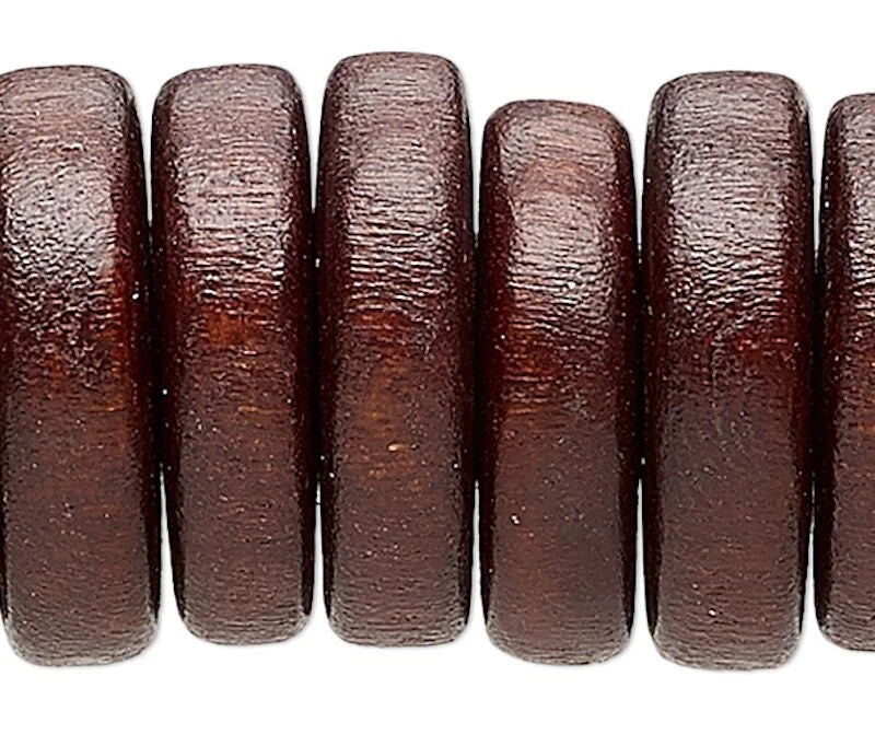 Dark Chocolate Brown Wood Rondelle Disc Beads, 15x4mm - Approx. 45 pcs