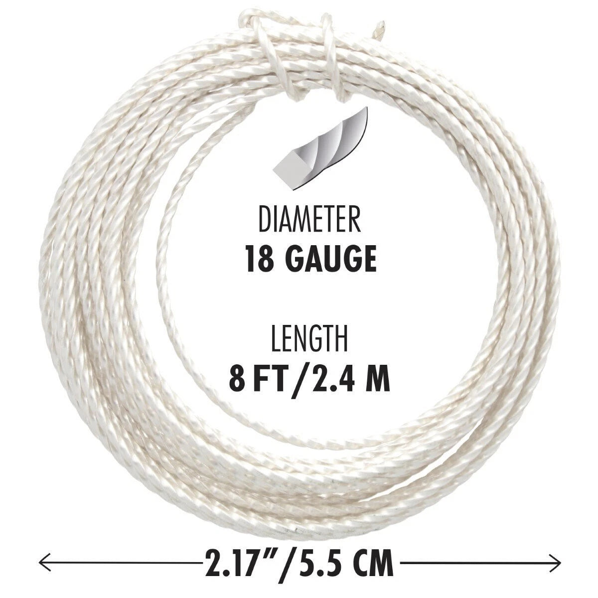 Non-Tarnish Silver Plated Copper Twisted Square Wire, 18 Gauge (1.02mm), 8 Feet