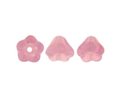 Milky Pink Czech Glass Baby Bell Flower Beads 6x4mm, 50 pcs