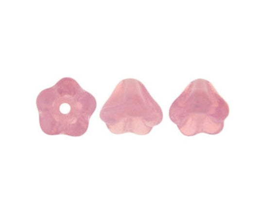 Milky Pink Czech Glass Baby Bell Flower Beads 6x4mm, 50 pcs
