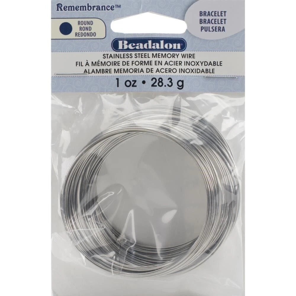 Remembrance Silver Bracelet Memory Wire 1.75"-2.25", 1 oz