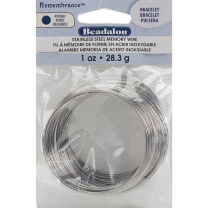 Remembrance Silver Bracelet Memory Wire 1.75"-2.25", 1 oz