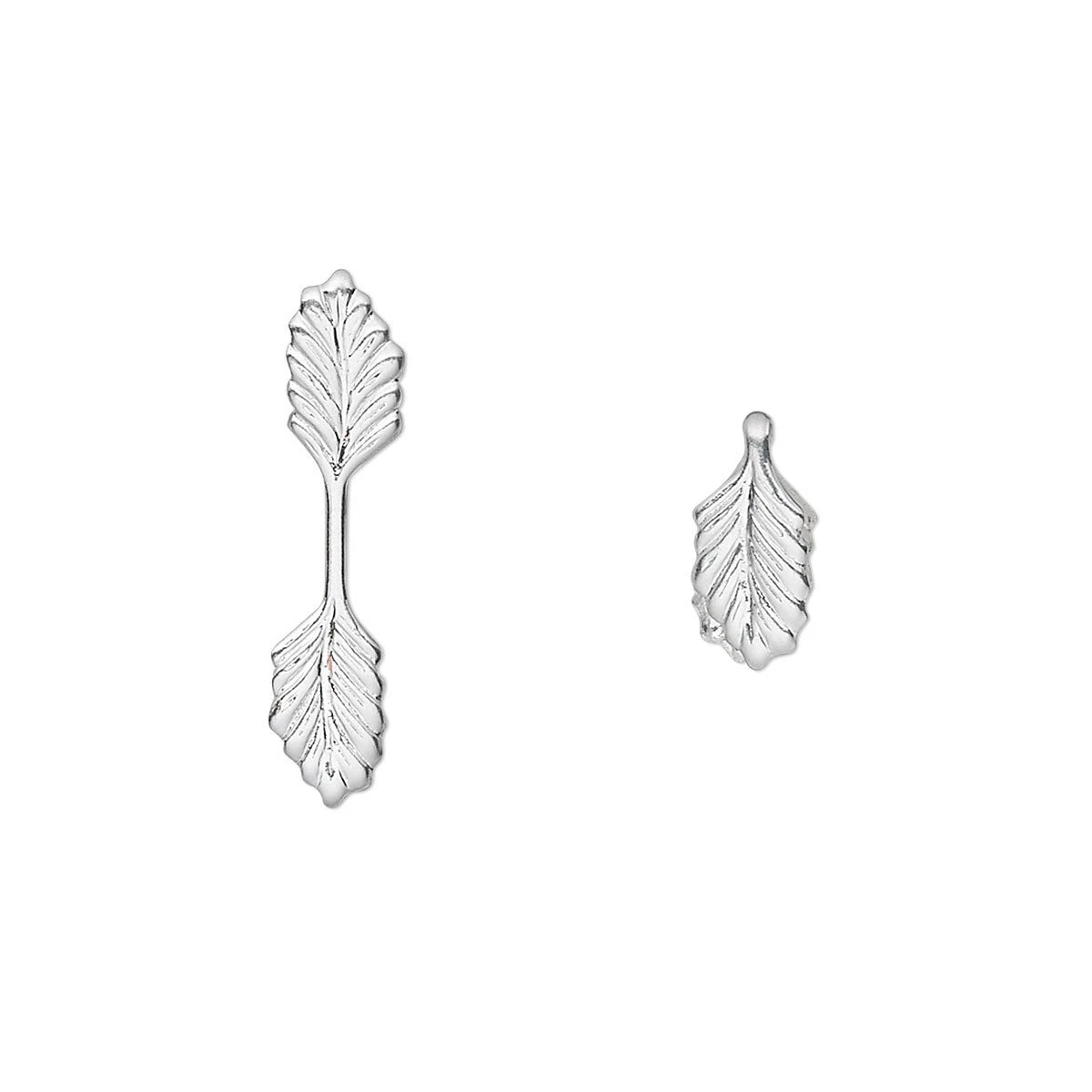 Silver Plated Brass Leaf Fold-Over Glue-On Bails, 21x5mm, 11mm Grip, 100 pcs