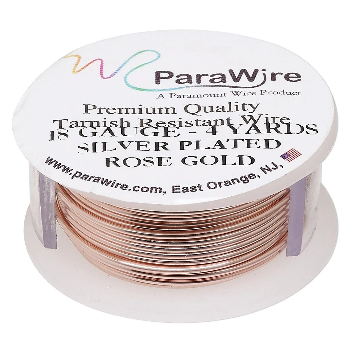 ParaWire Rose Gold Round Wrapping Wire, 18 Gauge (1.02mm), 4 yd