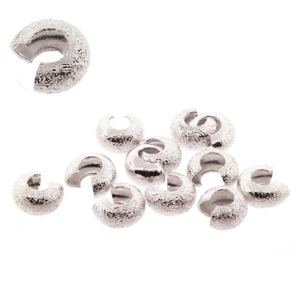 Crimp Cover, 144 Silver Plated Brass 4mm Stardust Covers to Hide Crimps & Knots