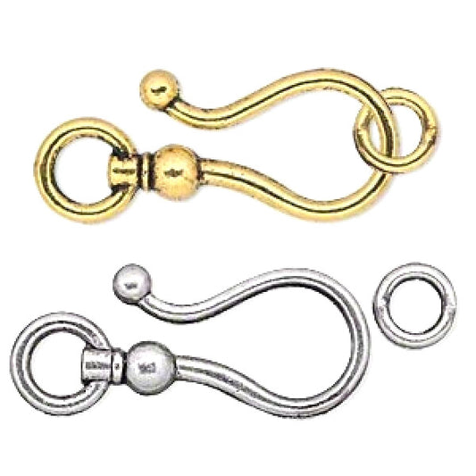 Antiqued Brass Large Shepherd's Hook & Eye Clasp Sets 26x16mm, 2 sets