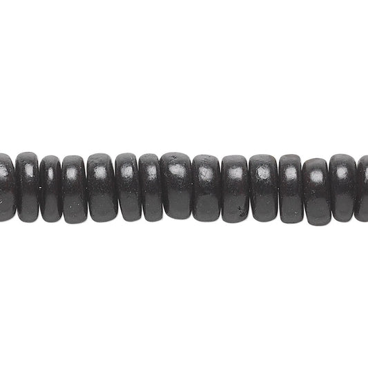 Black 8x4mm Rondelle Wooden Beads with 1.1mm Hole 4 Strands(500)