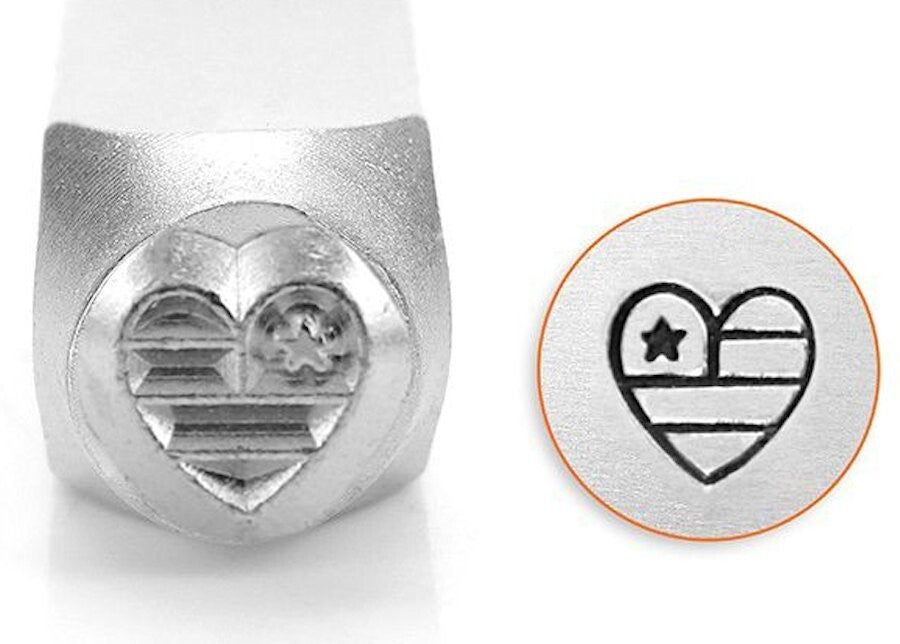 ImpressArt American Flag Heart Metal Stamp, 6mm