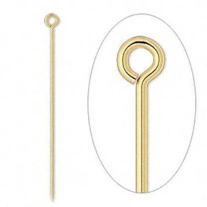 Eye Pin, 144 Gold Plated Brass 3 Inches Long 21 Gauge Standard Eye Pins
