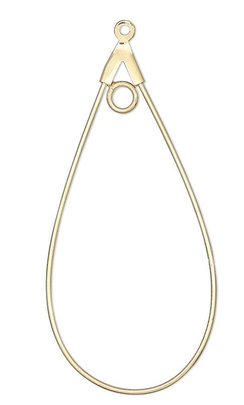 Gold Plated Brass Teardrop Beading Hoops 40x22mm 20 Gauge (50 pc)