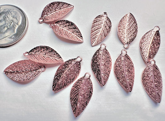 Charm, Leaf, 144 Copper Plated Brass 8x15mm Leaves Curved Leaf Pendant Charms *