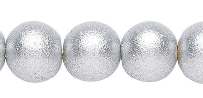 Metallic Silver Round Wood Beads 6mm 8mm or 10mm - 2 Strands