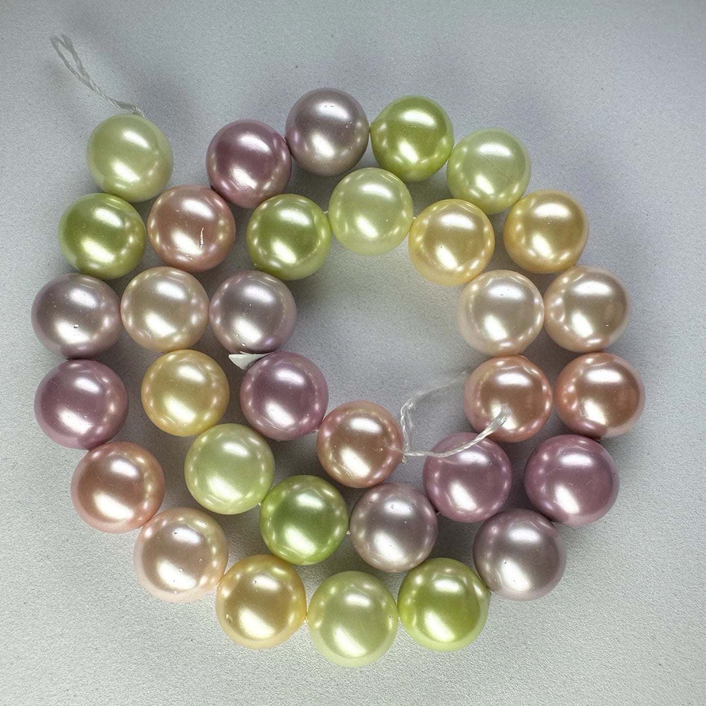 Multi Pastel Shell Pearl Round Beads, 12mm, 1 Strand (approx. 34)
