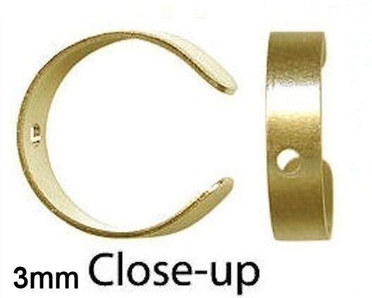 BeadSmith Plated Brass Plain Ear Cuffs with Hole, 3mm or 6mm, 12 pcs