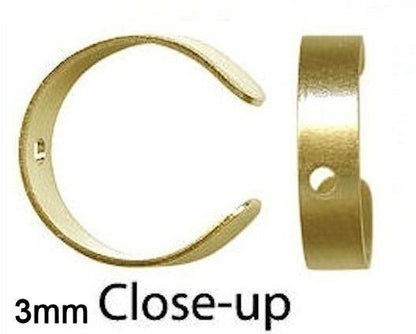BeadSmith Plated Brass Plain Ear Cuffs with Hole, 3mm or 6mm, 12 pcs