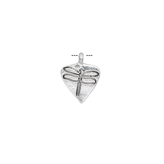 Antiqued Silver Pewter Dragonfly Charms, 10x10mm - 20 pcs