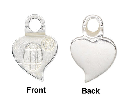 Aanraku Silver Plated Glue-On Heart Earring Bail, 9x13mm, 4 pcs