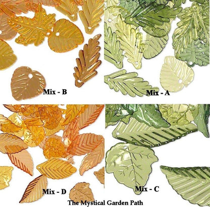 Acrylic Leaf Charm Mix, Assorted Sizes, Green or Autumn Colors, 1/8 lb