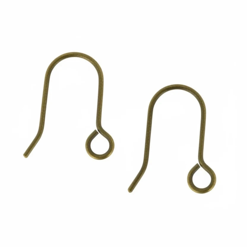 Beadsmith Antiqued Brass Fishhook Ear Wires, 15mm, 24 Gauge, 50 Pairs