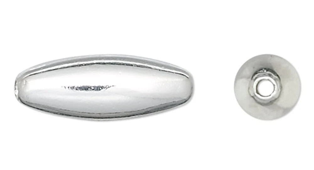 Silver Plated Brass Smooth Oval Melon Beads, 12x4.5mm