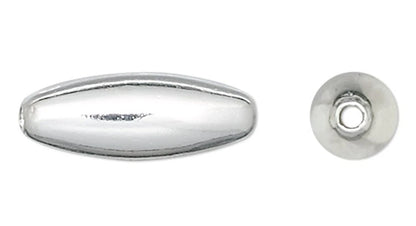 Silver Plated Brass Smooth Oval Melon Beads, 12x4.5mm