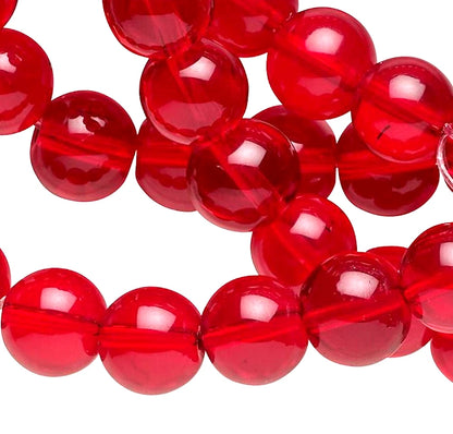 Glass Transparent Light Red Round Beads, 12mm, 1 Strand (approx. 80)