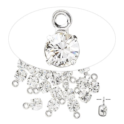 Swarovski Crystal Round Drops, Crystal Clear, Rhodium Plated, 4mm, PP32, #17704, 144 pcs