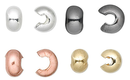 Crimp Covers, Smooth, 5mm, 10 pcs – Silver, Gold, Copper, or Gun Metal