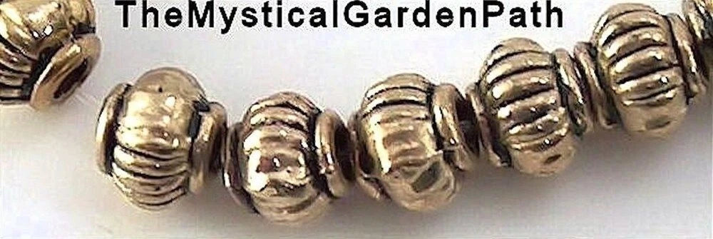 Antiqued Gold Brass Melon Rondelle Beads, 4x5mm, 36 pcs