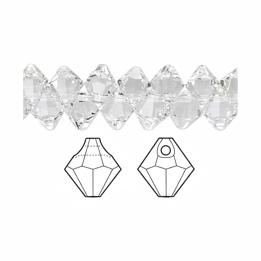 Swarovski Crystal Clear Top-Drilled Faceted Bicone Beads (6301), 6mm, 12 pcs