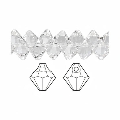 Swarovski Crystal Clear Top-Drilled Faceted Bicone Beads (6301), 6mm, 12 pcs