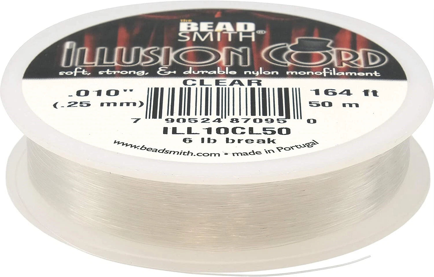 BeadSmith Clear Illusion Cord Monofilament, 0.010" 6lb - 164 Feet