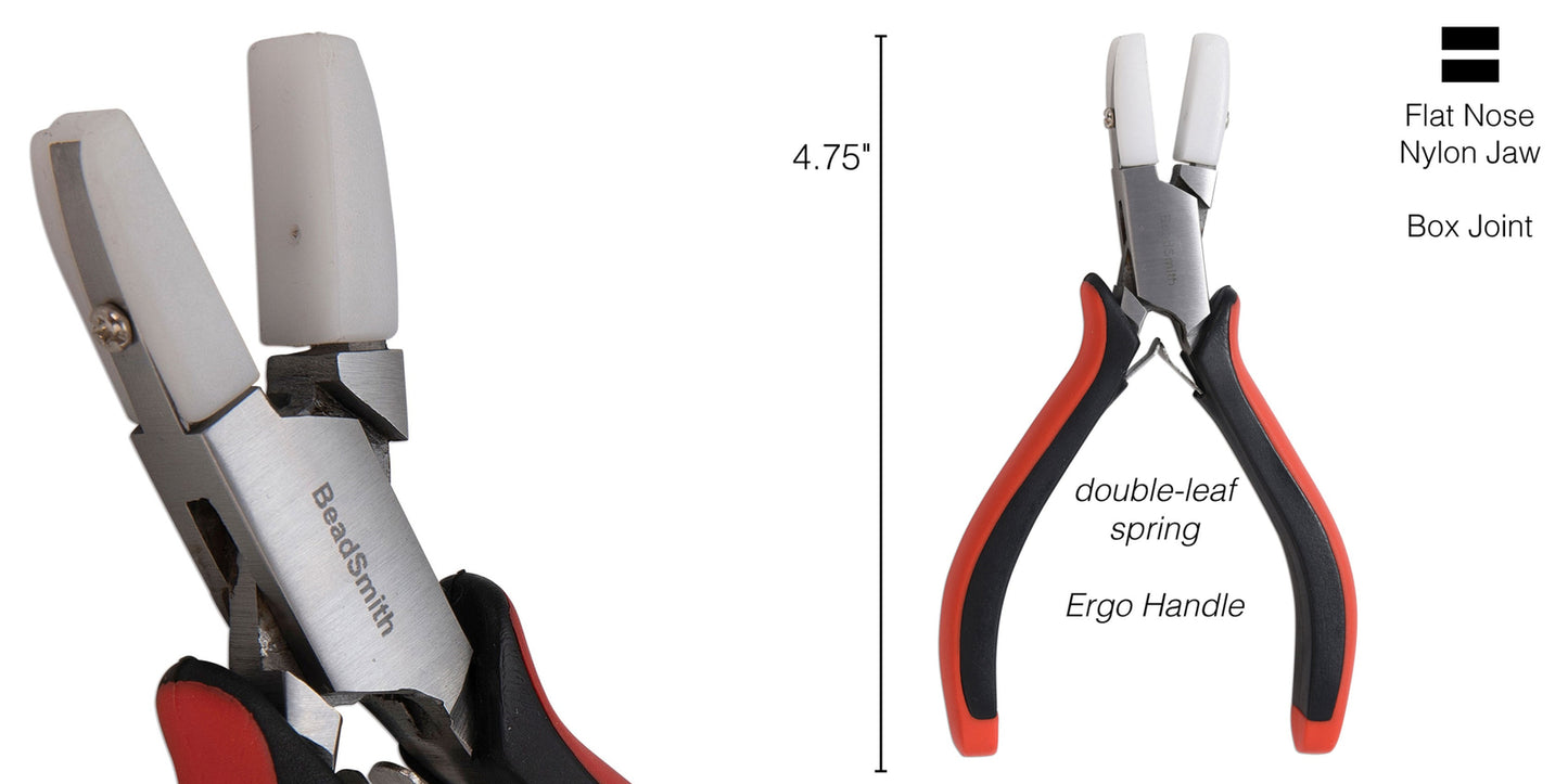 BeadSmith Superfine Ergo Double Nylon Jaw Flat Nose Pliers 5"