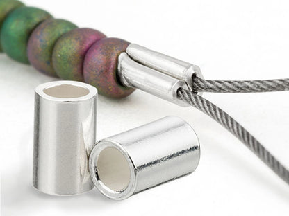 BeadSmith Silver Plated Tube Crimp Beads, 2.5x2.5mm 1.3mm ID - Pack of 300