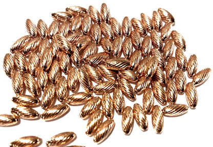 Copper Twisted Corrugated Oval Spacer Beads, 9x4mm, 100 pcs