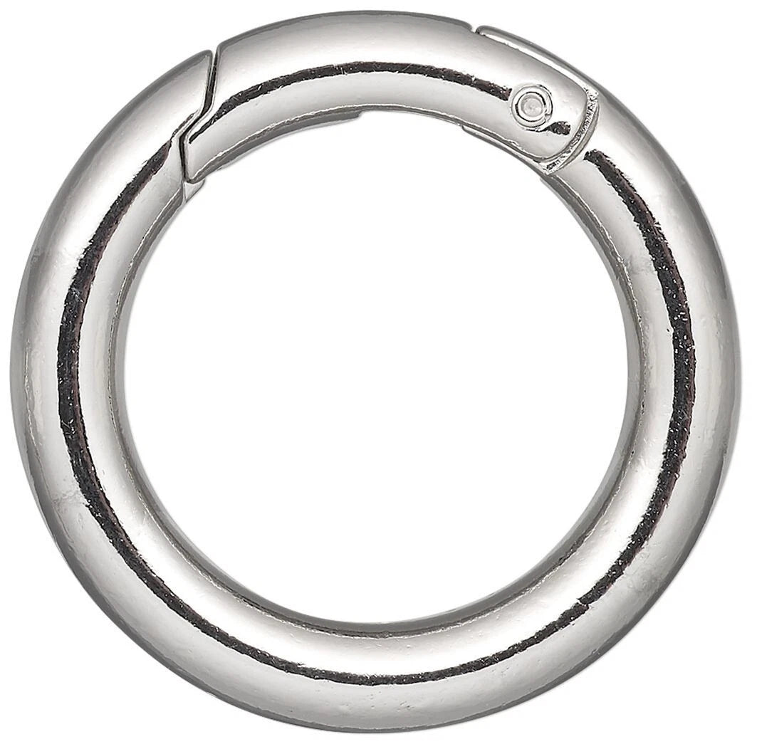 Large Rhodium Plated Steel Carabiner-Style Hinged Bail Clasp, 37mm, 2 pcs