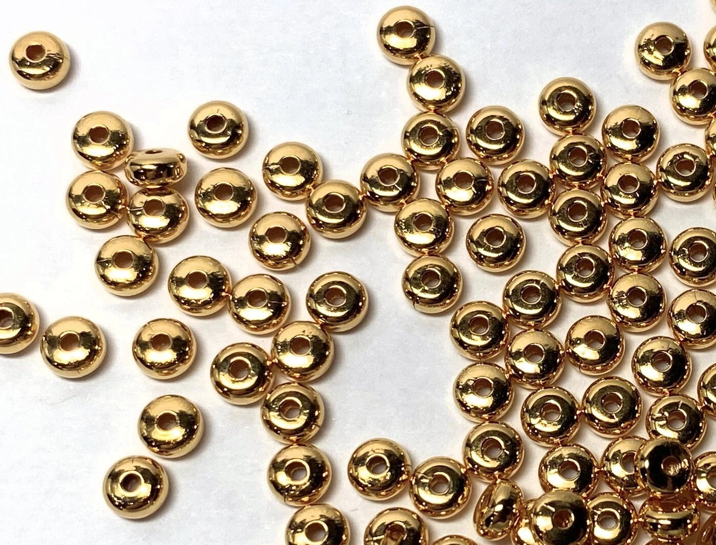 Gold Plated Brass Smooth Heishi Spacer Beads, 4.5x2.4mm, 144 pcs