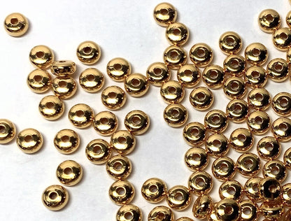 Gold Plated Brass Smooth Heishi Spacer Beads, 4.5x2.4mm, 144 pcs