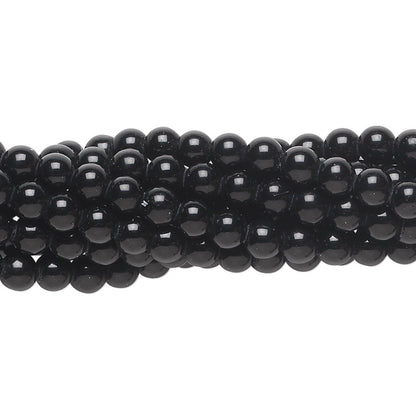 Black Obsidian Round Beads, Natural, 1 Strand – 4mm, 6mm, or 8mm