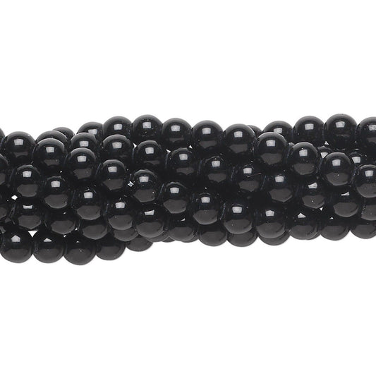 Black Obsidian Round Beads, Natural, 1 Strand – 4mm, 6mm, or 8mm