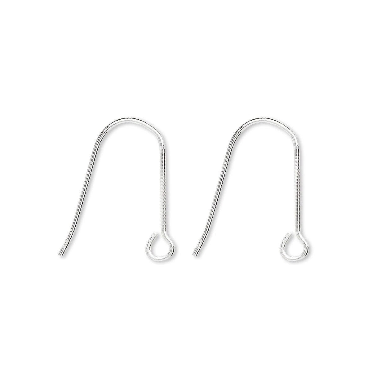Sterling Silver Long Fishhook Ear Wires with Coil, 16mm, 21 Gauge, 5 Pairs