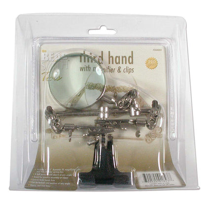 Third Hand Magnifier with Alligator Clips, 4X Lens, Weighted Base