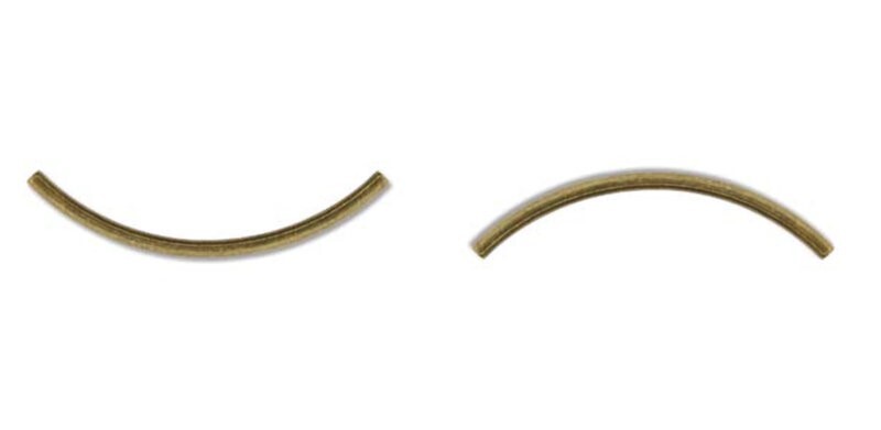 Brass 38x2mm Curved Tube Beads, Antiqued Brass, 144 pcs